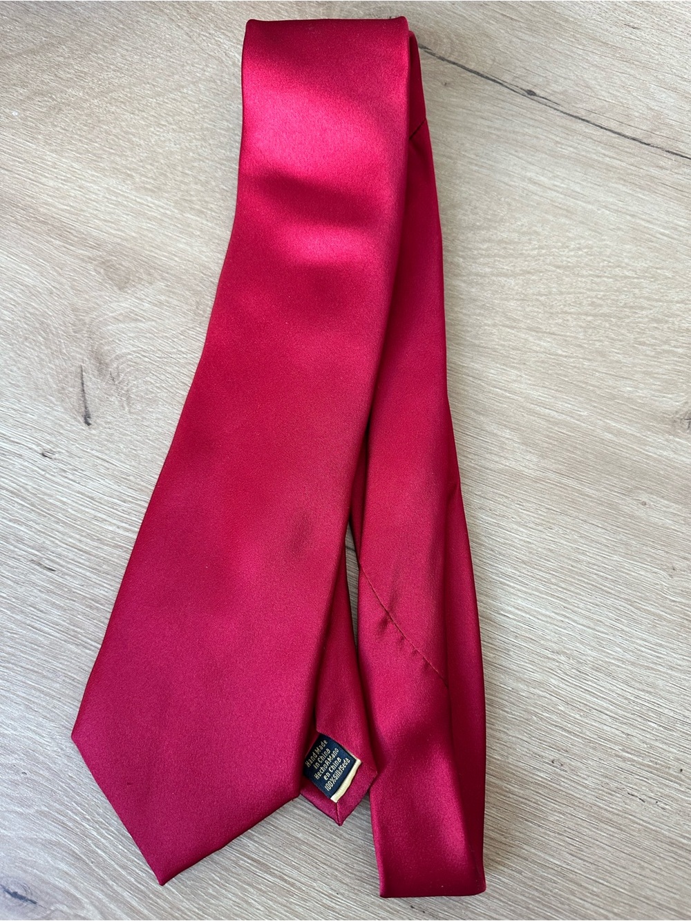 Men's Solid Wine Red Satin Tie